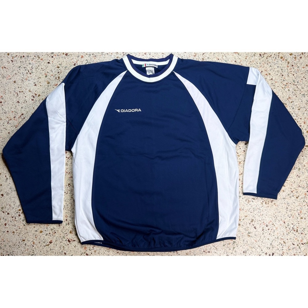 Diadora Men's Vintage Embroidered Long Sleeve Performance Pullover Size XL